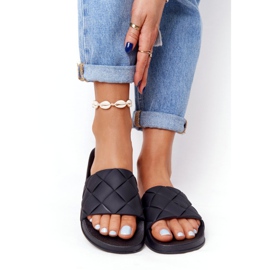 PS1 Kvinnors svarta gummi tofflor Låt oss simma 1