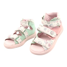Höga profylaktiska sandaler Mazurek 1291 vit rosa grön 1