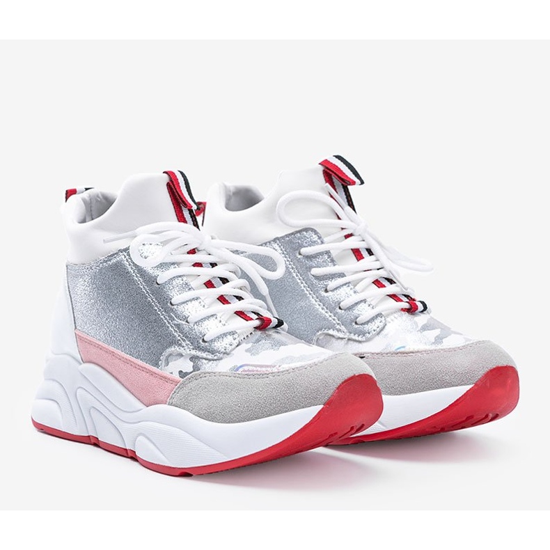 Vita sneakers på en tjock Cassadi -sula silver- mångfärgad 1