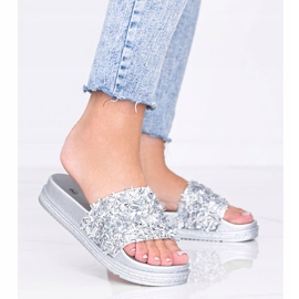 Silver tofflor med cubic zirconia Love Bling 1