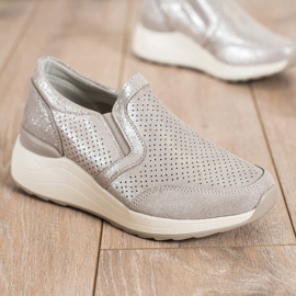 Goodin Läder Sneakers Med Glitter beige 1