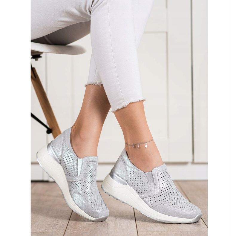 Goodin Läder Sneakers Med Glitter grå 2