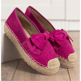 Mannika Openwork Espadrilles med en rosett rosa 1