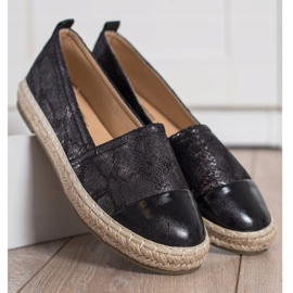 Bestelle Glänsande espadriller med ekoläder svart 2