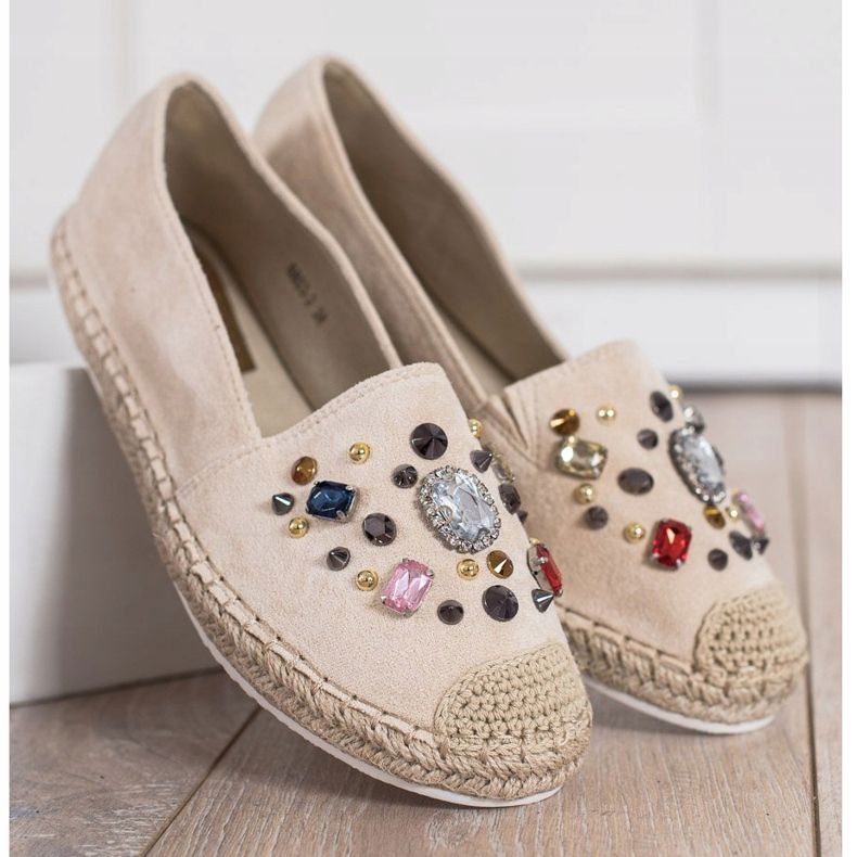 Gogo Espadriller med kristaller beige 2