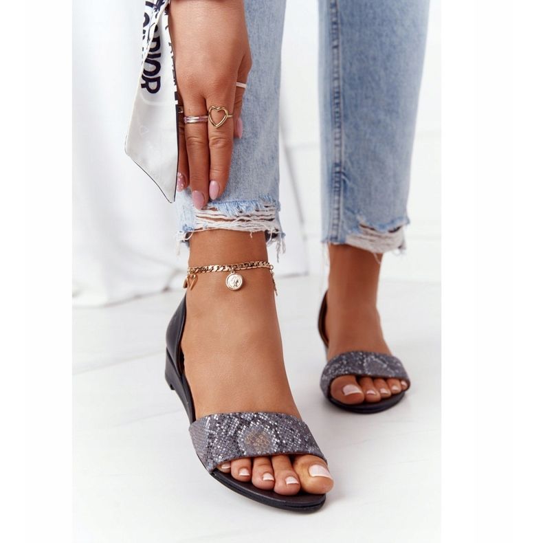 Lädersandaler Maciejka 1971-59 Svart och grått beige brun 2