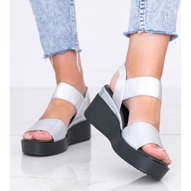 Silver holografiska kil Tiffi sandaler silver- 1