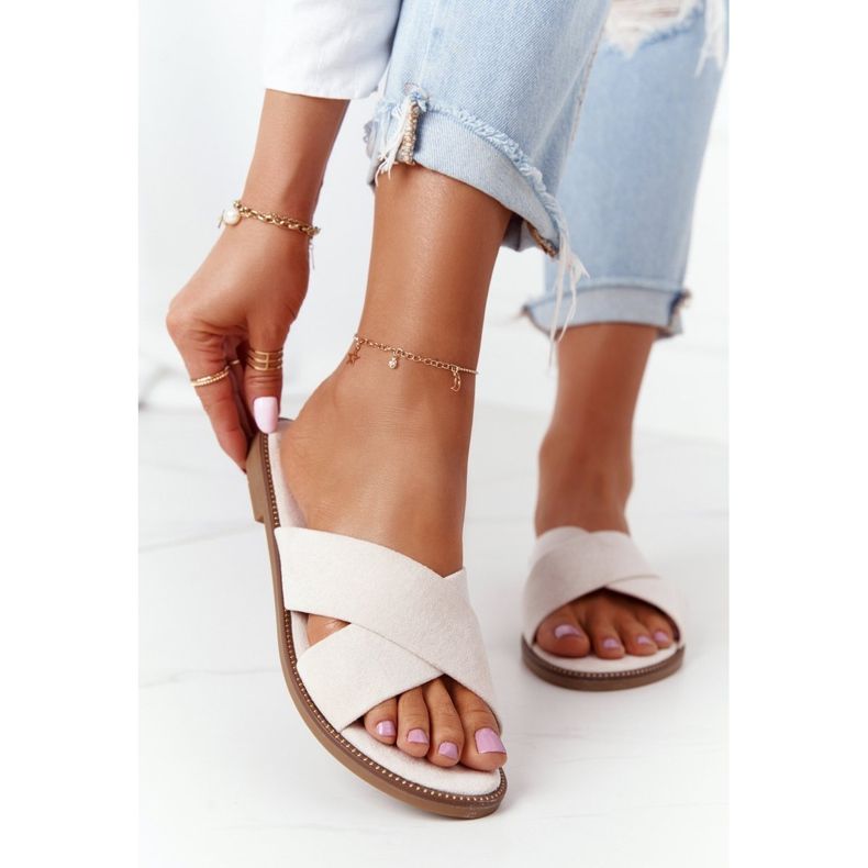 Dam Velour Tofflor Beige Edesa brun 2