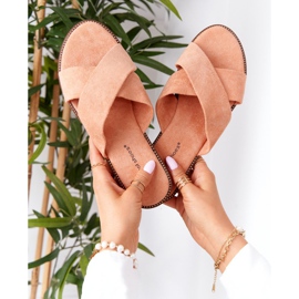 Edesa Peach Velour Tofflor för kvinnor orange 1