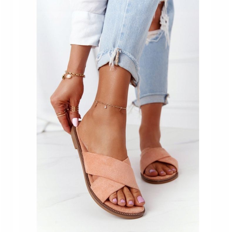 Edesa Peach Velour Tofflor för kvinnor orange 2