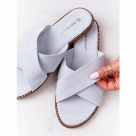 Dam Velour Tofflor Blå Edesa 1