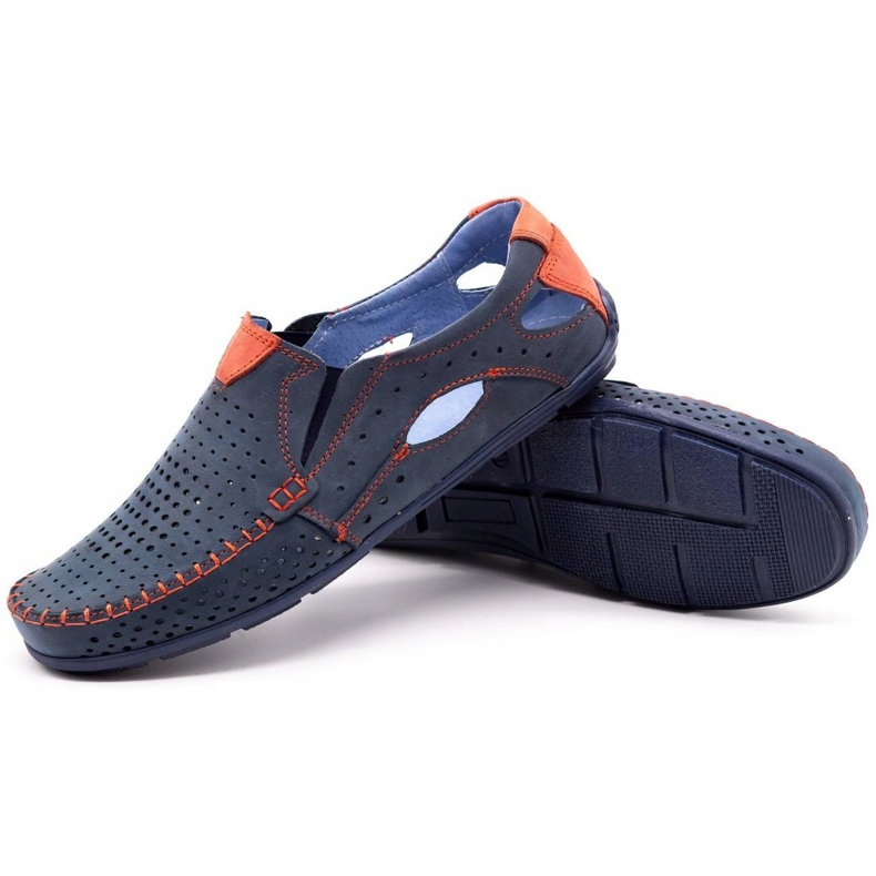 Olivier Herrskor loafers 901 marinblå med rött röd 3