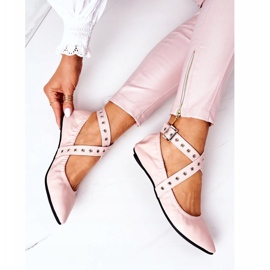 Hopfällbara läderballerinor Lu Boo Pink rosa 1