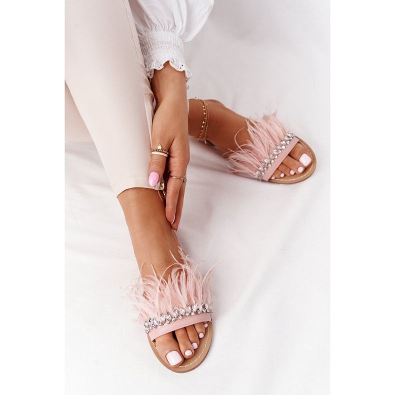 Tofflor med fjädrar Lu Boo Pink rosa 1