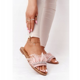 Tofflor med fjädrar Lu Boo Pink rosa 2