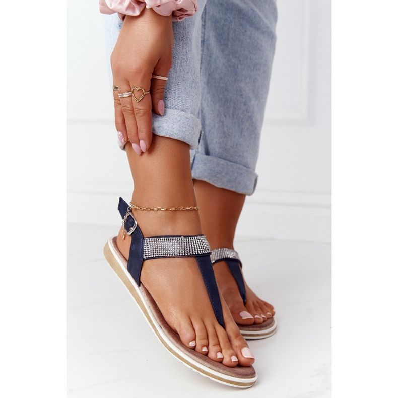 S.Barski Sandaler Flip-flops With Zirconias S. Barski 701-12 Navy Blue brun marinblå 1