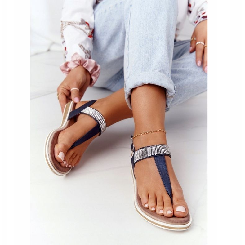 S.Barski Sandaler Flip-flops With Zirconias S. Barski 701-12 Navy Blue brun marinblå 2