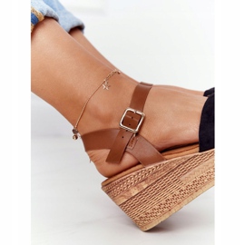 S.Barski Svarta sandaler på kil S. Barski GD-38 brun 1