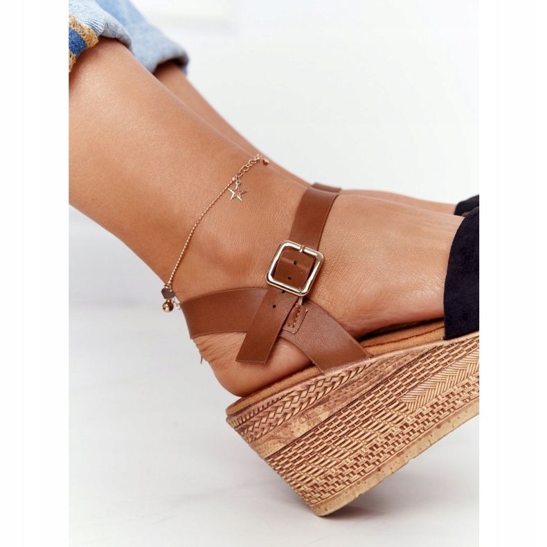 S.Barski Svarta sandaler på kil S. Barski GD-38 brun 1