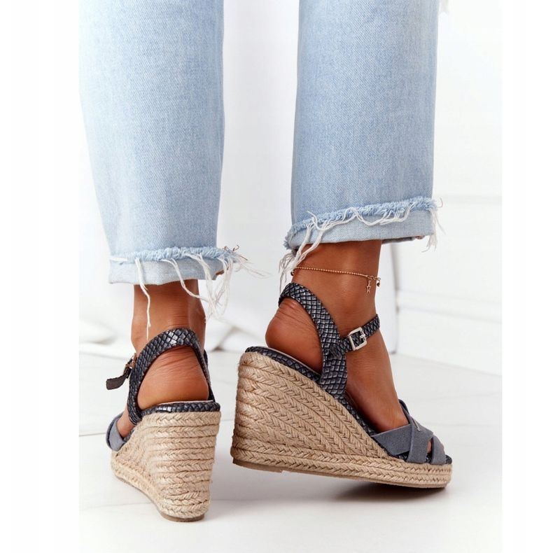 Läder Wedge Sandaler Big Star HH274378 Silver silver- grå 2