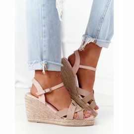 Läder Wedge Sandaler Big Star HH274380 Beige 1
