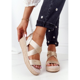 Big Star Kilsandaler med ribbad stor stjärna HH274414 Golden gyllene 1