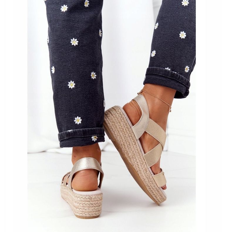 Big Star Kilsandaler med ribbad stor stjärna HH274414 Golden gyllene 2