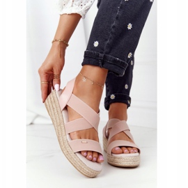 Big Star Sandaler med kil och ribbad stor stjärna HH274413 rosa 2