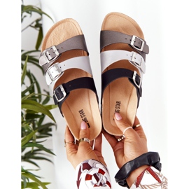 Läderprofilerade tofflor Big Star HH274588 Svart och silver 1