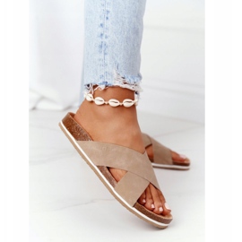 Läderprofilerade tofflor Big Star HH274593 Beige 2