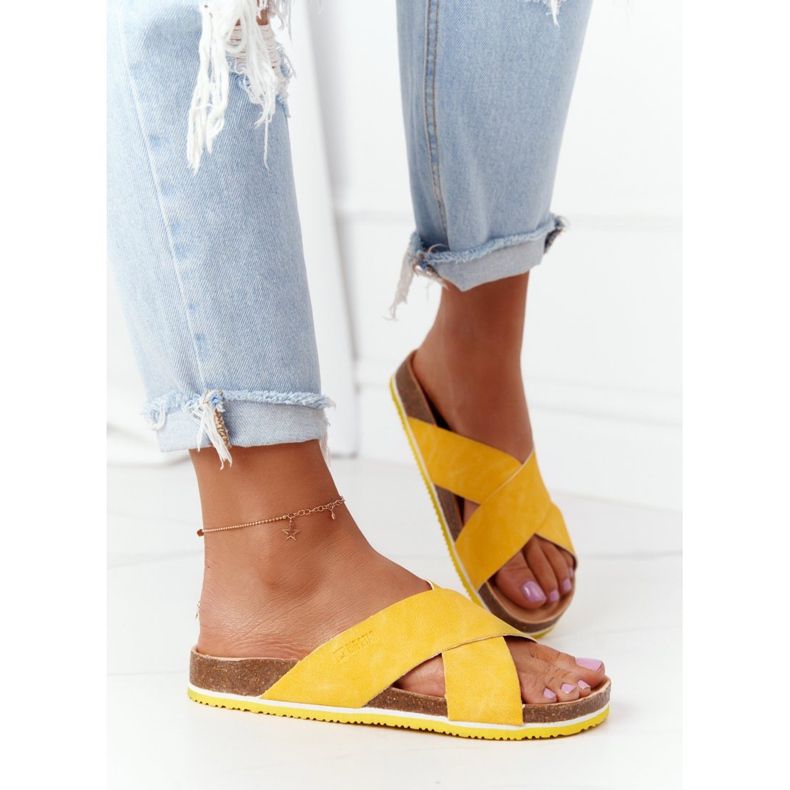 Läderprofilerade tofflor Big Star HH274596 Gul 2