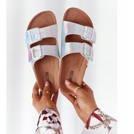 Läderprofilerade tofflor Big Star HH274895 Silver 1