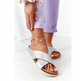 Läderprofilerade tofflor Big Star HH274650 Silver silver- 1