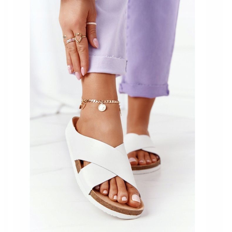 Läderprofilerade tofflor Big Star HH274647 Vit 2