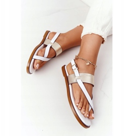 Läder Sandaler Flip-flops Big Star HH274714 Vit och guld gyllene 1