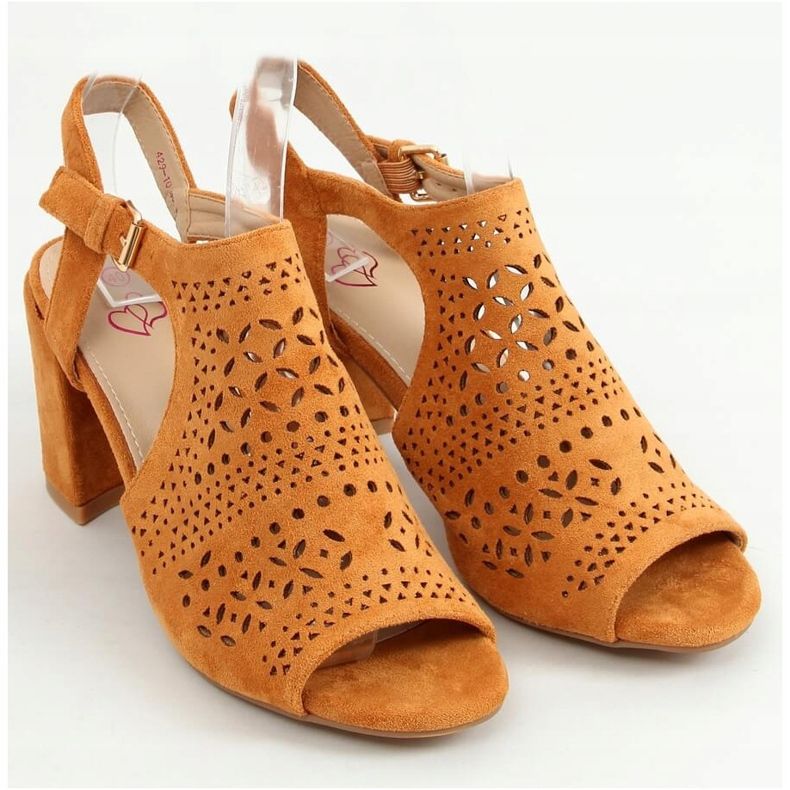 Sandaler öppnade höga klackar kamel 429-10 Camel brun 1