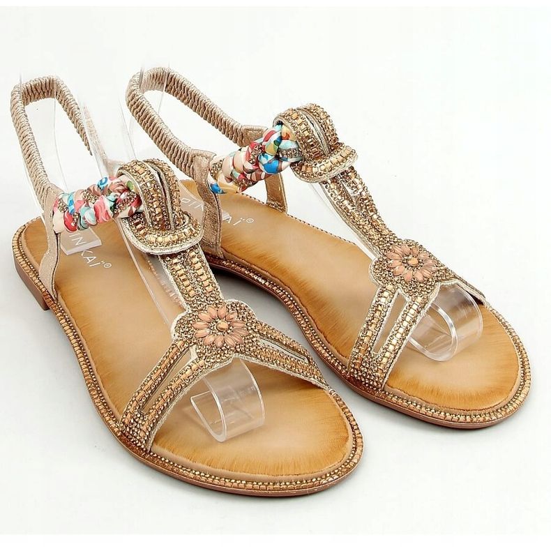 Sandaler med gyllene cubic zirconias JN11-10 Gold 1