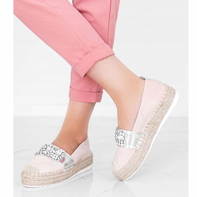 Beige espadriller med Cher -stenar silver- 1