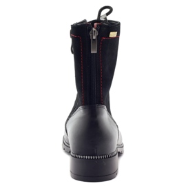 Läderstövlar för kvinnor Kazkobut 2809 svarta stövlar röd 3