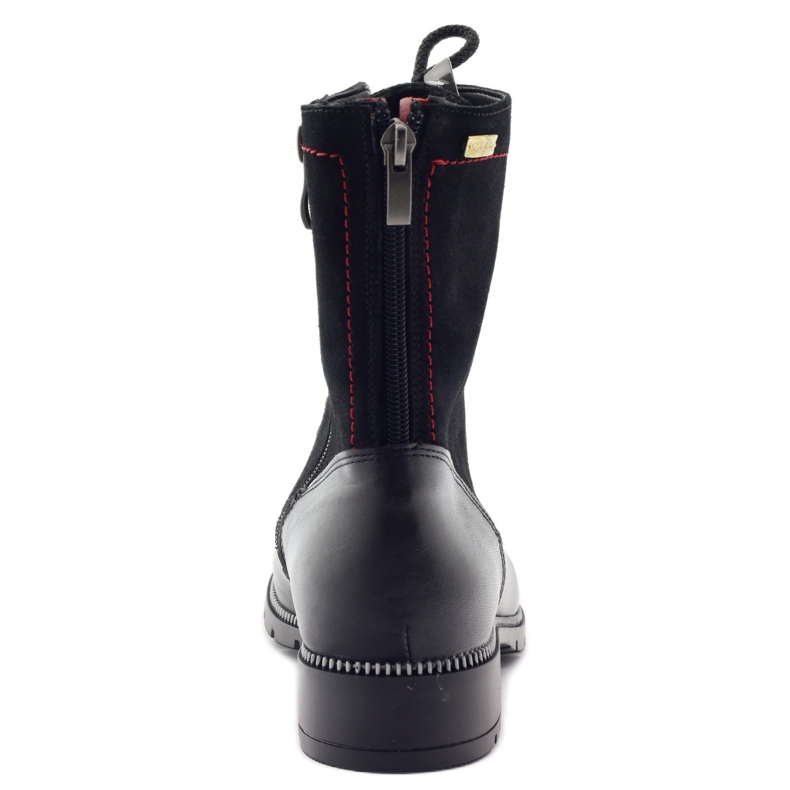 Läderstövlar för kvinnor Kazkobut 2809 svarta stövlar röd 3