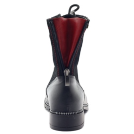 Läderstövlar för kvinnor Kazkobut 2809 svarta stövlar röd 4