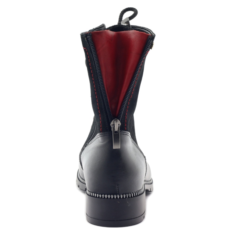 Läderstövlar för kvinnor Kazkobut 2809 svarta stövlar röd 4