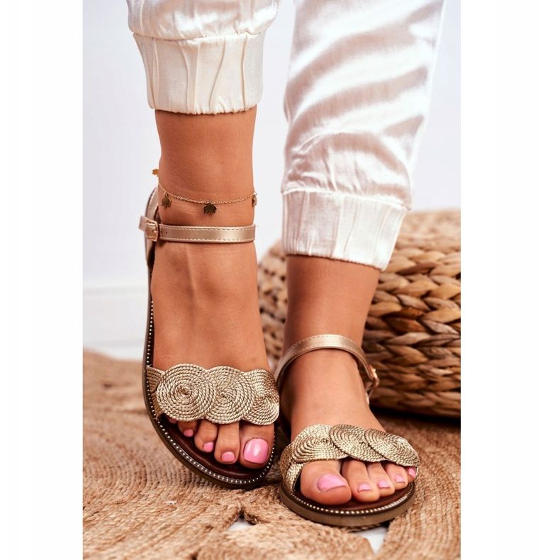 S.Barski Kvinnors sandaler Flat Gold Barski Humanity gyllene 2