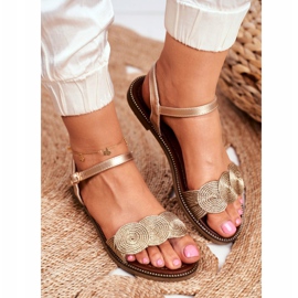 S.Barski Kvinnors sandaler Flat Gold Barski Humanity gyllene 3