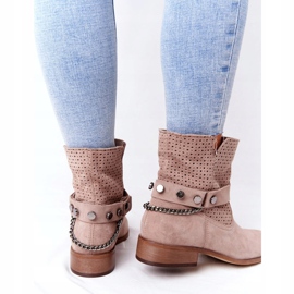 Openwork Spring Boots Lewski Shoes 2905-0 Beige 1