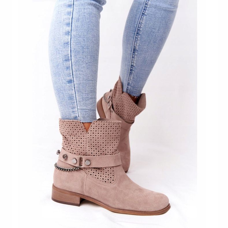 Openwork Spring Boots Lewski Shoes 2905-0 Beige 2