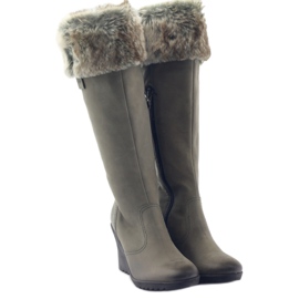 Caprice läderstövlar med päls 25607 grå 4