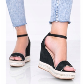 Svarta kilsandaler med Sun Sparrow cubic zirconia 1