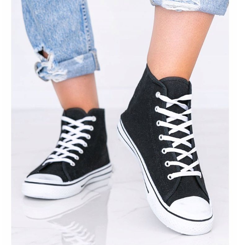 Kvinnors svarta sneakers Gampa -fotled 1