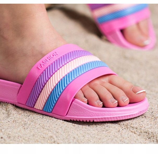 Bona Tofflor med färgglada ränder rosa 2